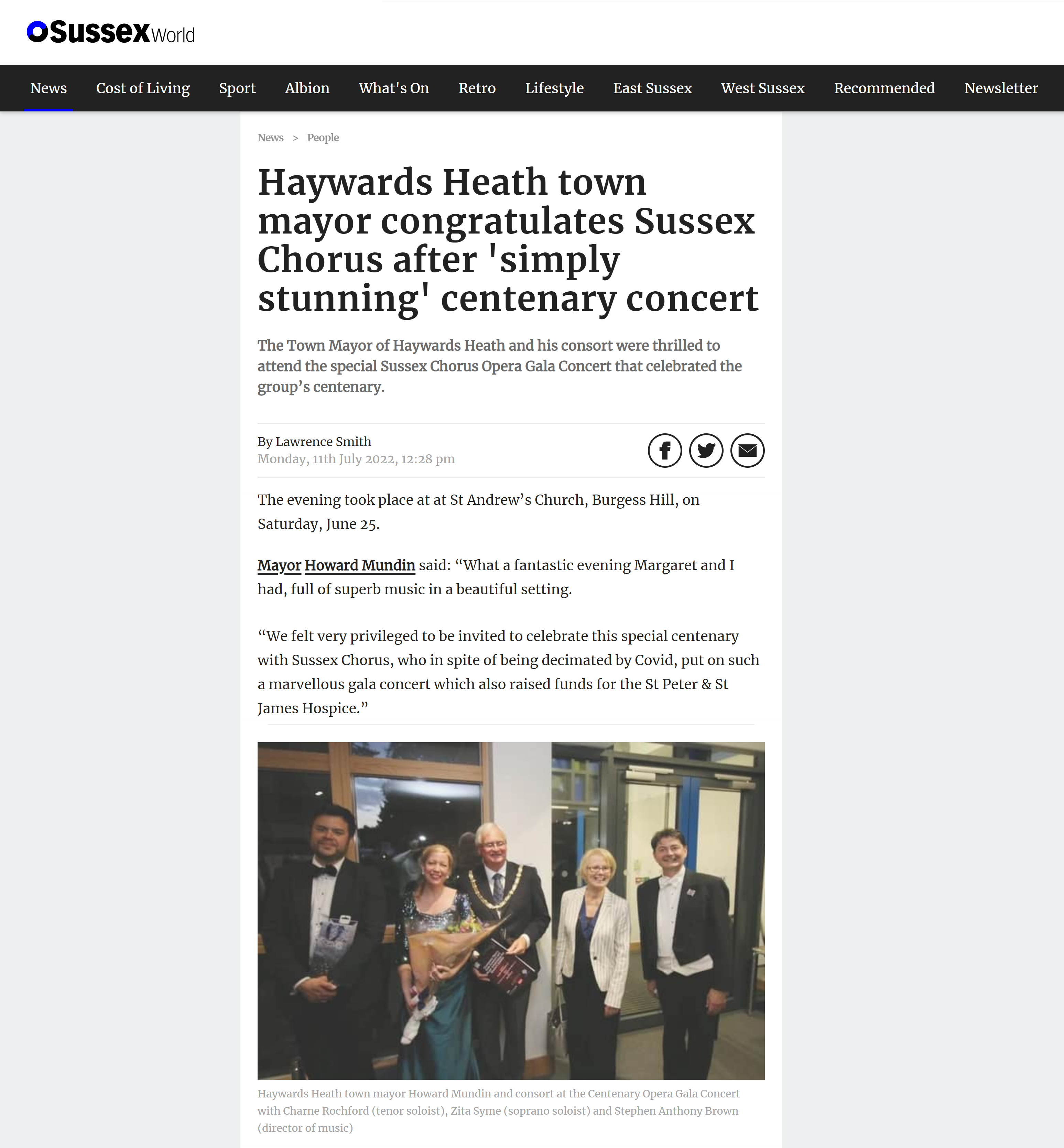 View the Sussex World article (PDF format)